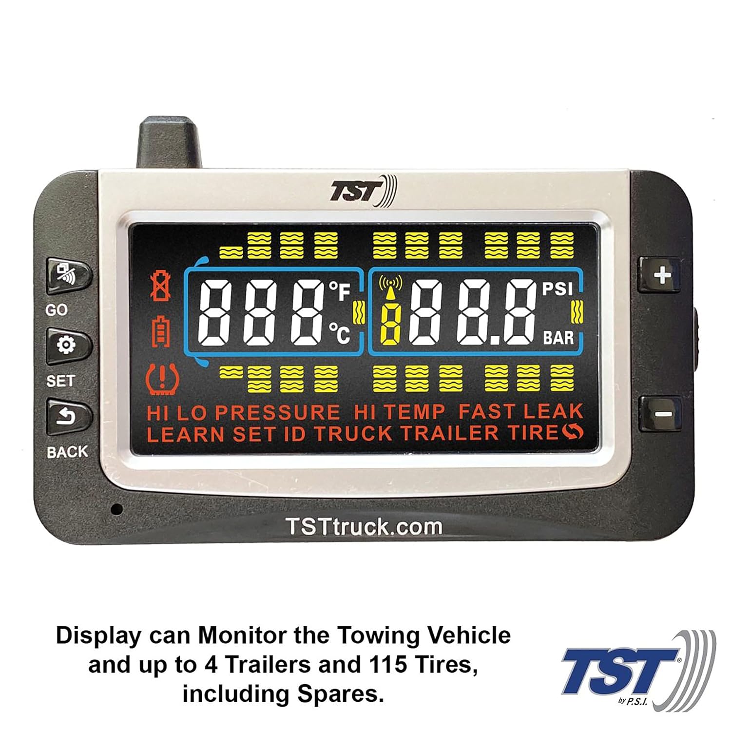 TST 507 Series TPMS - RV Tire Pressure Monitoring System with 8 Cap Sensors & Color Display Monitor for Travel Trailers, Campers and Motorhomes
