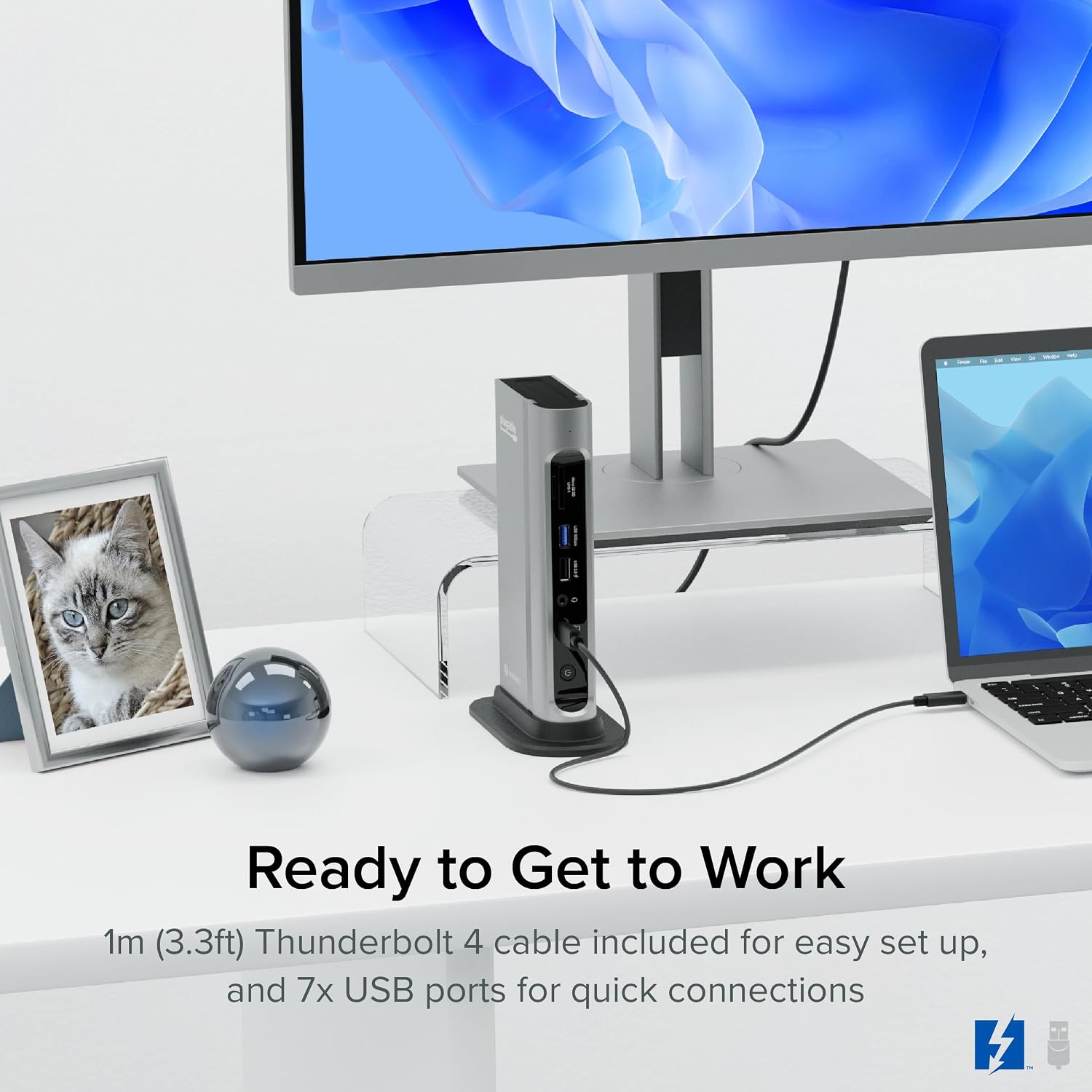 Plugable 16-in-1 Thunderbolt 4 Dock – Dual 4K Monitors for M4/M5 MacBook Air/Pro, 100W Charging, 2X HDMI, 2X DisplayPort, 2.5G Ethernet, 7X USB, MicroSD/SD Card Reader, Windows & USB4 Compatible