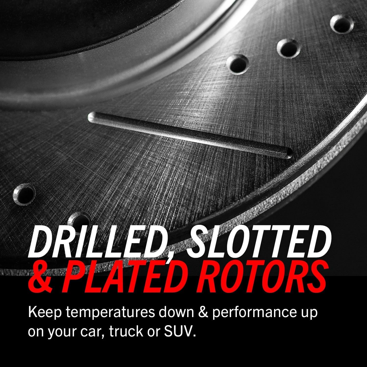 Power Stop K15263DK Front and Rear Z23 Carbon Fiber Brake Pads with Drilled and Slotted Brake Drums Kit For 2009 - 2013 Chevy Silverado 1500 GMC Sierra 1500