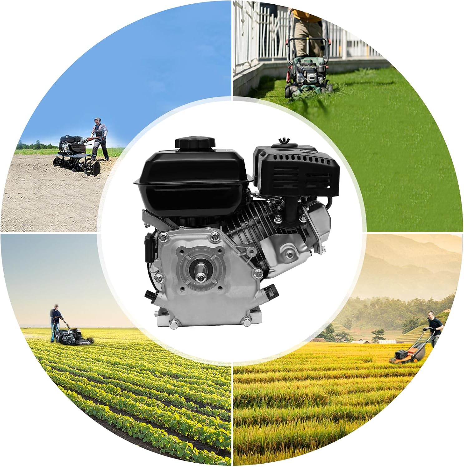 Gas Engine Replacement Fit for Honda GX160, Gas Engine 210cc 4 Stroke 7.5HP Gasoline Engine Pull Start Gas Motor Engine, Go Kart Log Splitter Mini Bike Lawn Mower Generator