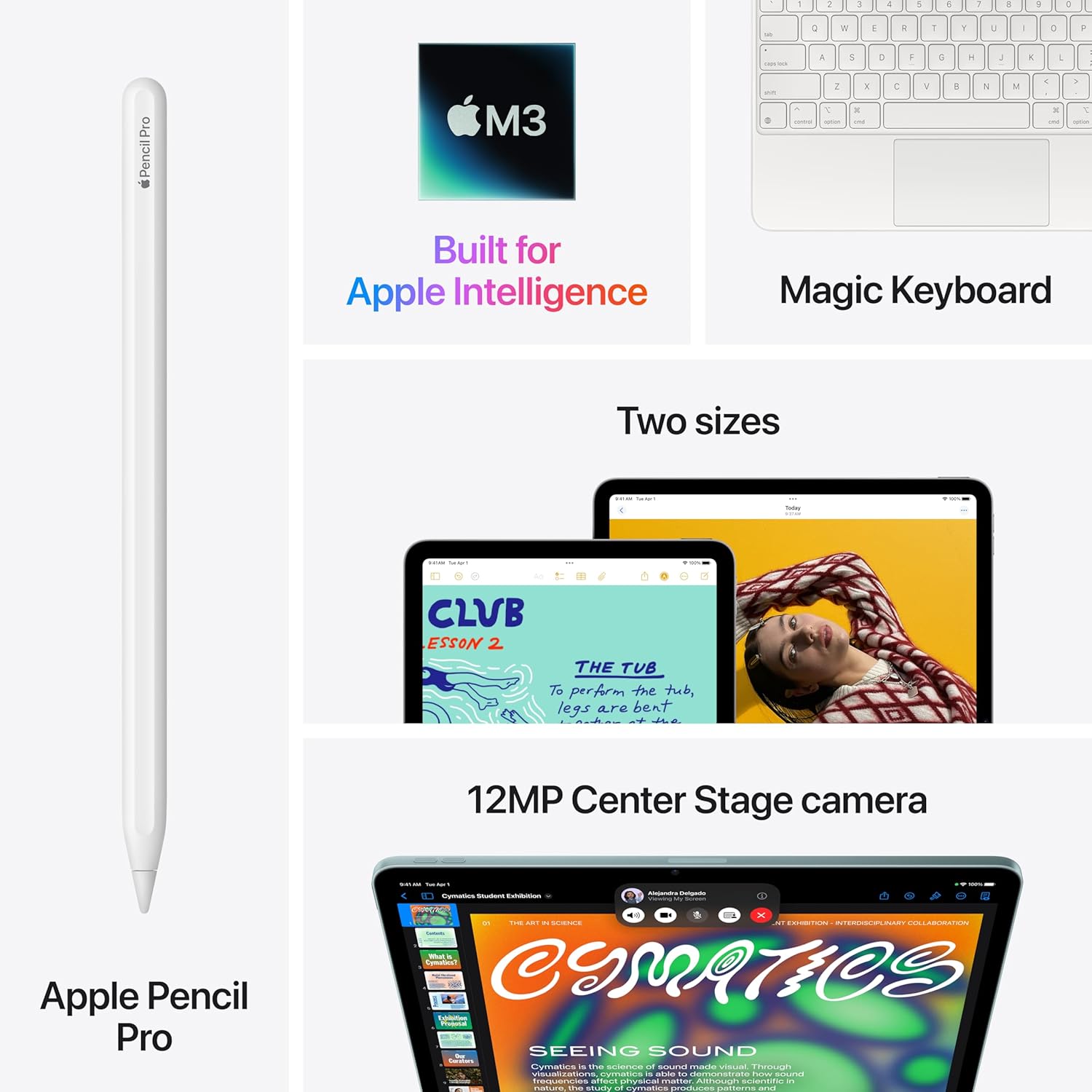 Apple iPad Air 13-inch with M3 chip Built for Apple Intelligence, Liquid Retina Display, 256GB, 12MP Front/Back Camera, Wi-Fi 6E, Touch ID, All-Day Battery Life — Blue