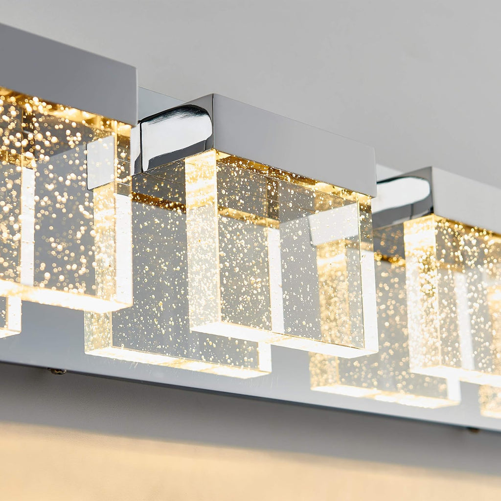artika Bubble Cube 23W LED Modern Vanity Light Fixture, Chrome Finish, Ideal for Bathroom Lighting - 1500 Lumens 3000 Kelvin Made of Steel, No Bulb Required
