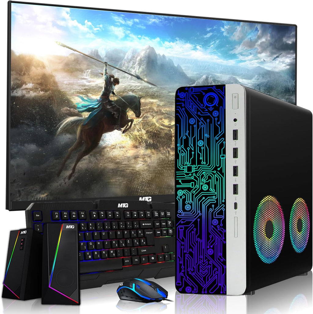 HP G3 Desktop RGB Computer PC Intel i7-6th Gen, 16GB RAM, 512GB SSD, 24 Inch Monitor, RGB Speaker, RGB Keyboard with AI- Copilot Key, Mouse, 2X ARGB Fan, WiFi, Windows 11 (Renewed)