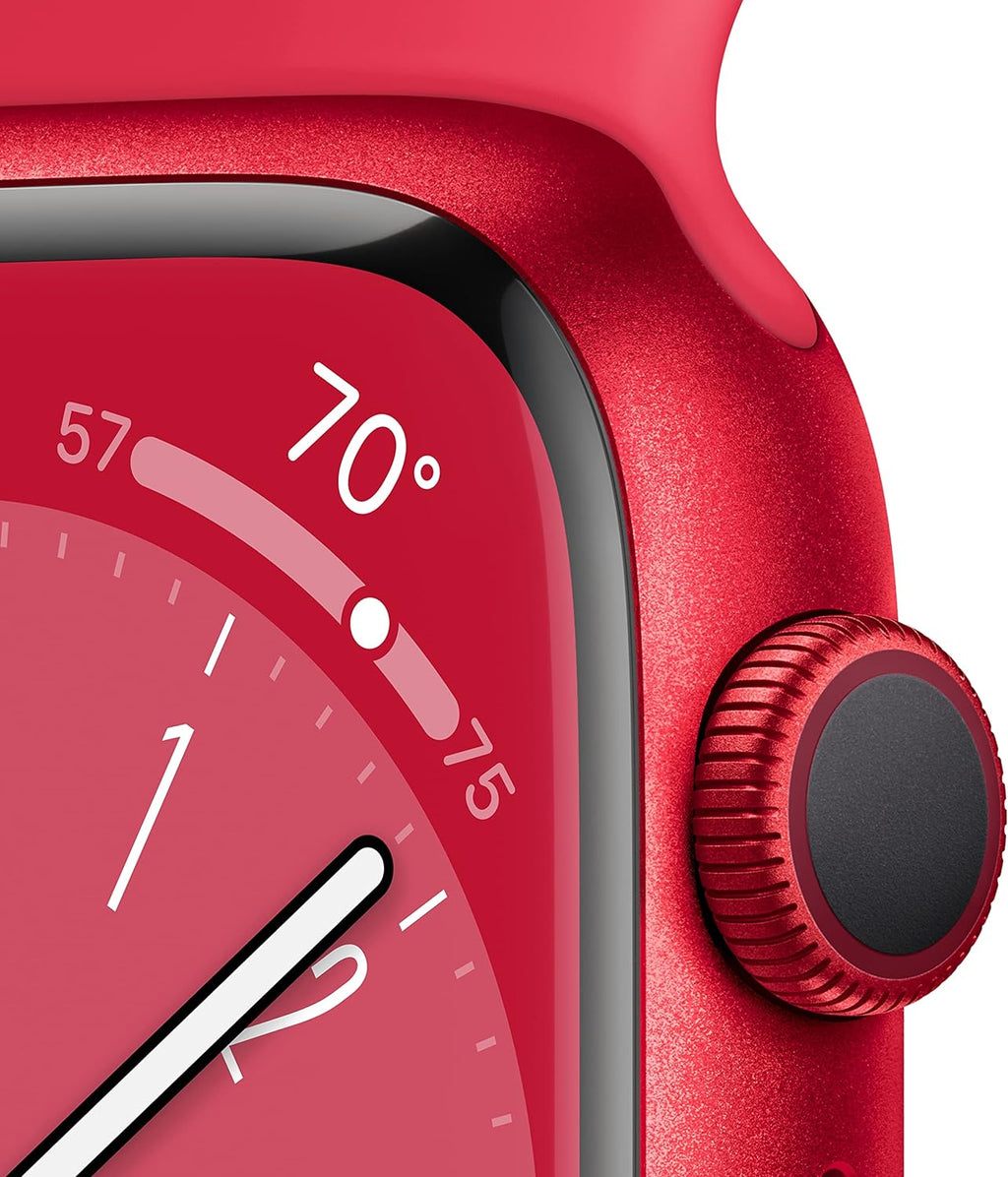 Apple Watch Series 8 (GPS, 41MM) - (Product) RED Aluminum Case with (Product) RED Sport Band S/M (Renewed Premium)