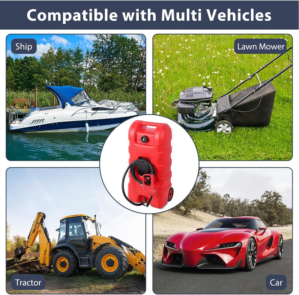 15 Gallon Fuel Caddy – Portable Diesel & Gasoline Tank with Manual Siphon Pump, 10ft Delivery Hose & Wheels for Cars, Boats, ATVs & Lawn Mowers - Red