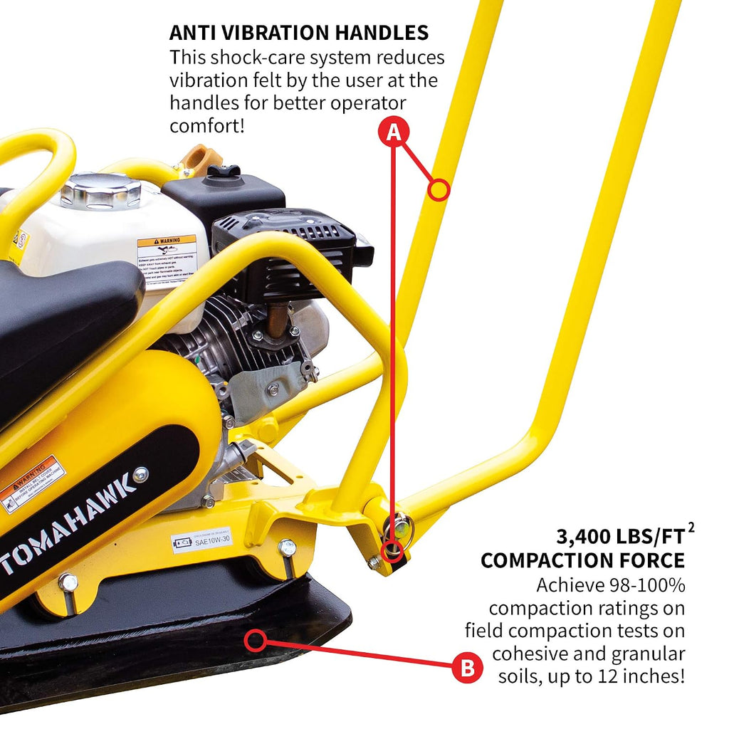 5.5 HP Honda Engine Forward Plate Compactor Walk Behind Vibratory Dirt Asphalt Soil Plate Compactor (Compactor + Pad)