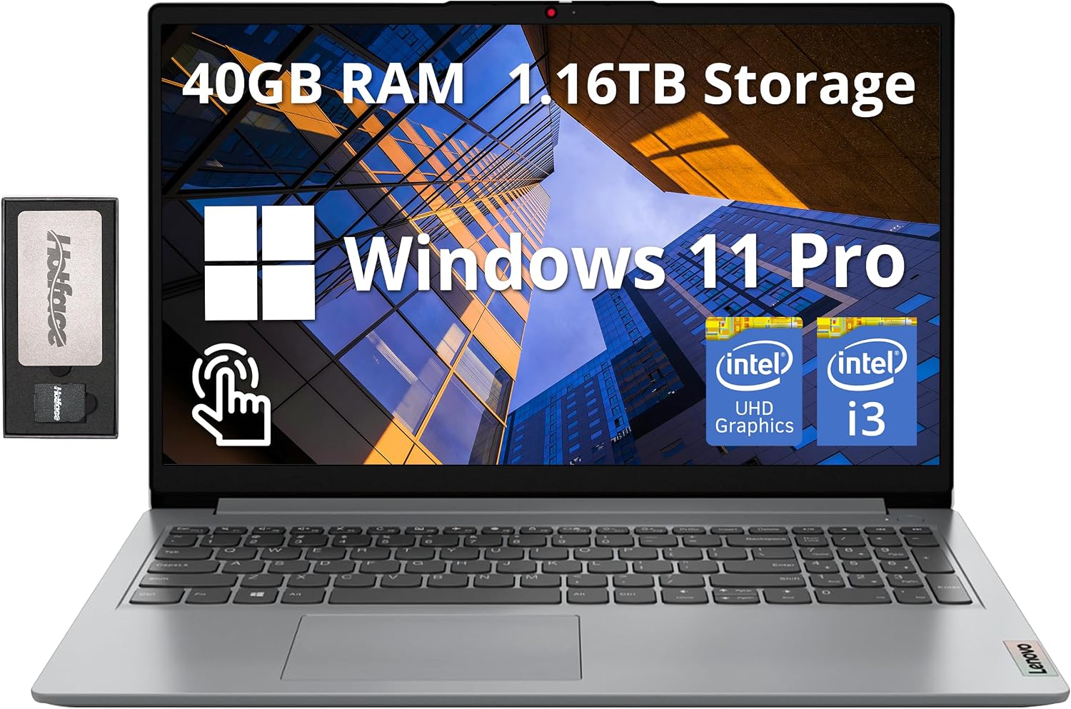 Lenovo Ideapad 1i 15.6' FHD Touchscreen Laptop, Intel i3 1215U, 40GB RAM, 1.16TB Storage(1TB SSD+160GB Docking Station Set), Intel UHD Graphics, Full Size Keyboard, Win11 Pro, Gray