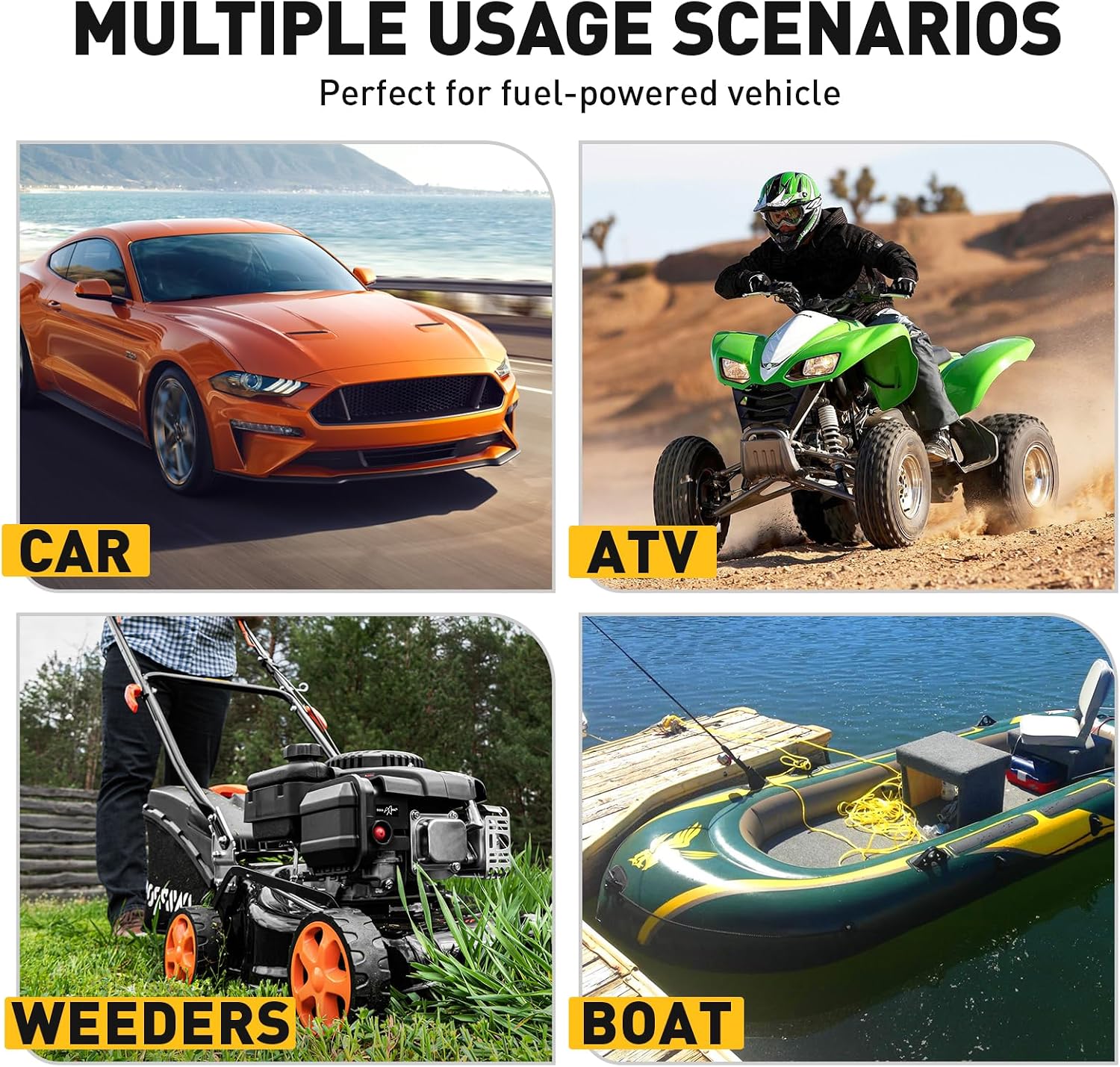 15 Gallon Fuel Tank, Gas Can Portable Container with LE Fluid Transfer Siphon Pump & 10ft Delivery Hose, Diesel Storage Caddy On-Wheels for Cars, Lawn Mowers, ATVs, Boats, etc. (Yellow)