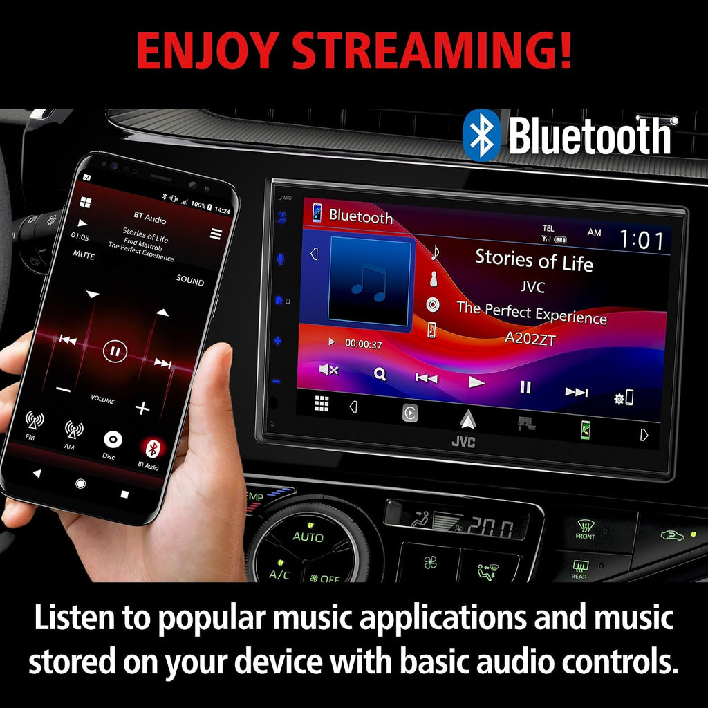 JVC KW-M690BW 6.8' Capacitive Touchscreen Car Stereo – Wireless Apple CarPlay & Android Auto, Bluetooth, USB Mirroring, 13-Band EQ