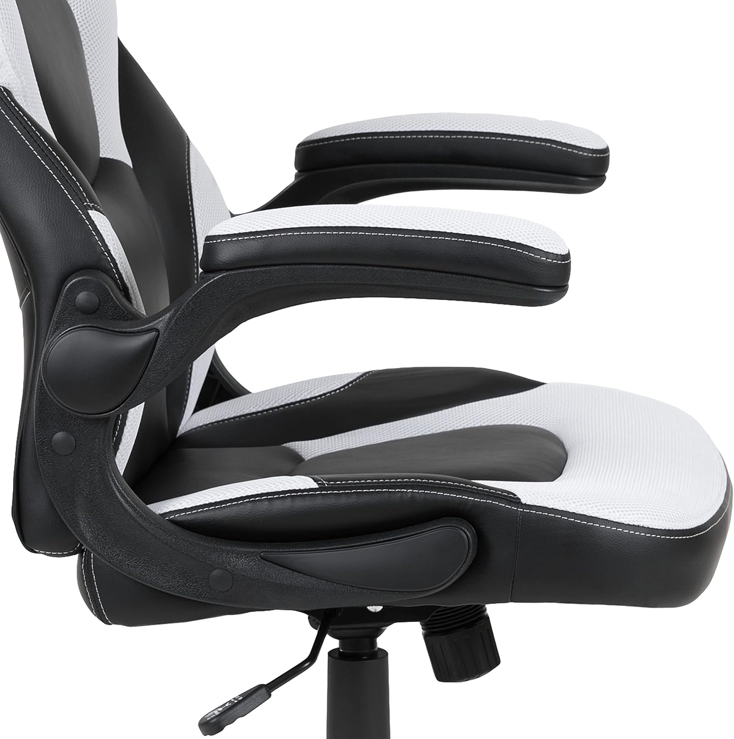 Flash Furniture Black Gaming Desk and White/Black Racing Chair Set with Cup Holder, Headphone Hook, and Monitor/Smartphone Stand