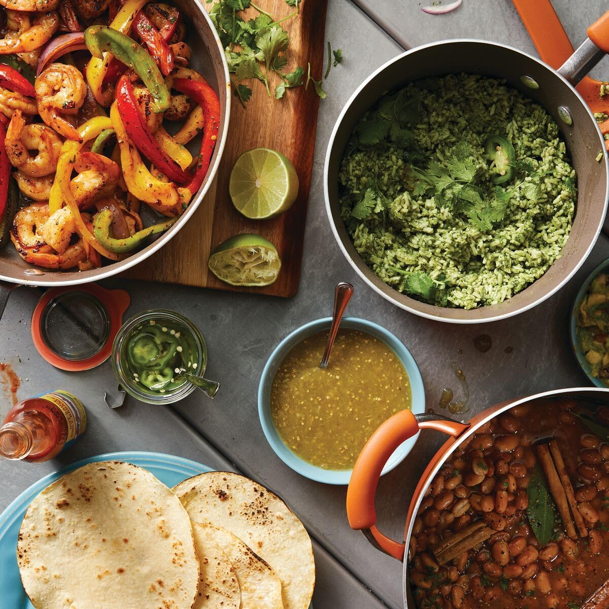 Rachael Ray Cucina Nonstick Cookware, Pumpkin Orange Pots and Pans Set, 12-Piece