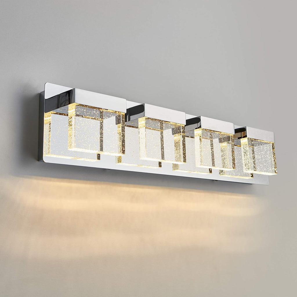 artika Bubble Cube 23W LED Modern Vanity Light Fixture, Chrome Finish, Ideal for Bathroom Lighting - 1500 Lumens 3000 Kelvin Made of Steel, No Bulb Required