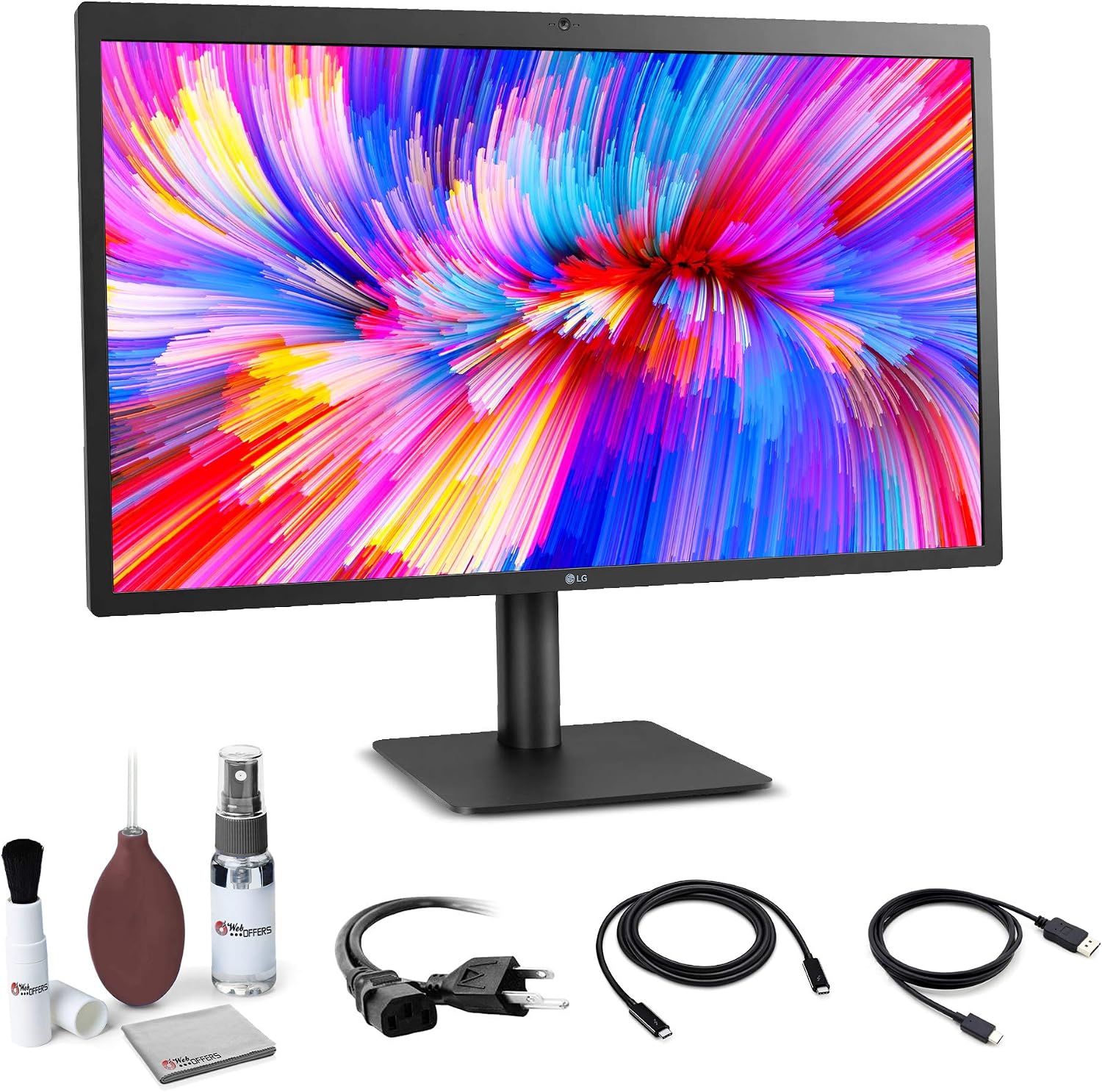 LG 27MD5KL-B Ultrafine 5K Display - Bundle - 27-Inch 16:9 5K (5120 x 2880) IPS Monitor, 500 cd/m Brightness, Thunderbolt 3 / USB Type-C Inputs, MacOS Compatibility with Screen Cleaning Set