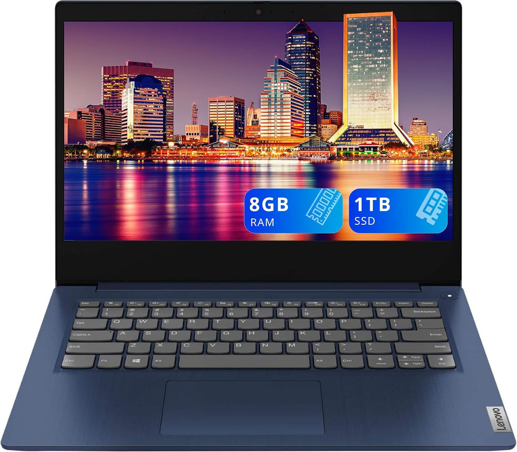 Lenovo IdeaPad 3 14' Full HD Laptop, AMD Ryzen 3 3250U, 8GB DDR4 RAM, 1TB HDD, AMD Radeon Graphics, Webcam, HDMI, Wi-Fi, Windows 11, Abyss Blue (Renewed)