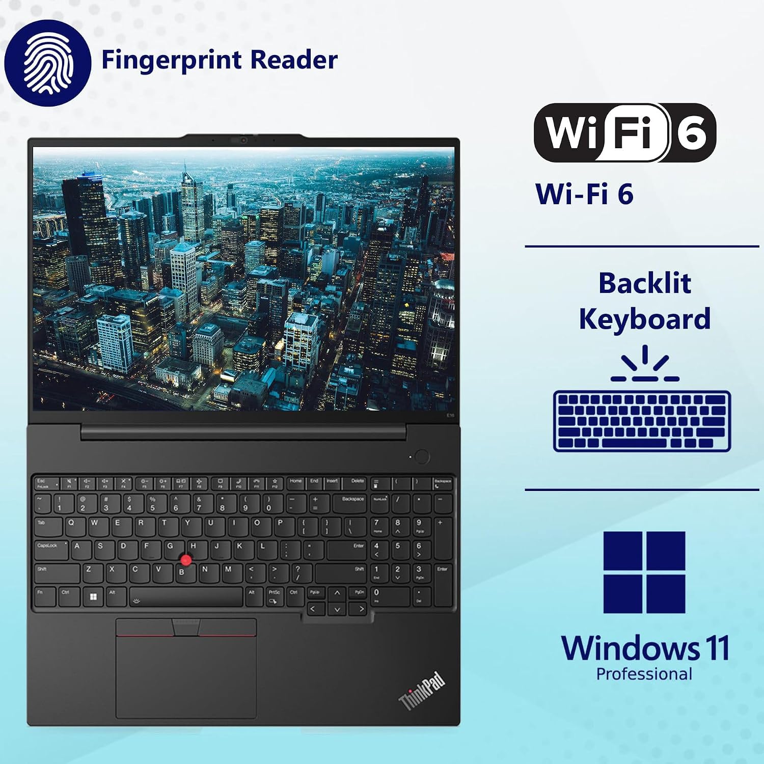 Lenovo ThinkPad E16 G2 16' FHD+ Business Laptop Computer, AMD Octa-Core Ryzen 7 7735HS (Beat i7-1355U), 16GB DDR5 RAM, 2TB PCIe SSD, WiFi 6, Backlit KB, Fingerprint Reader, Windows 11 Pro, Vent-Hear
