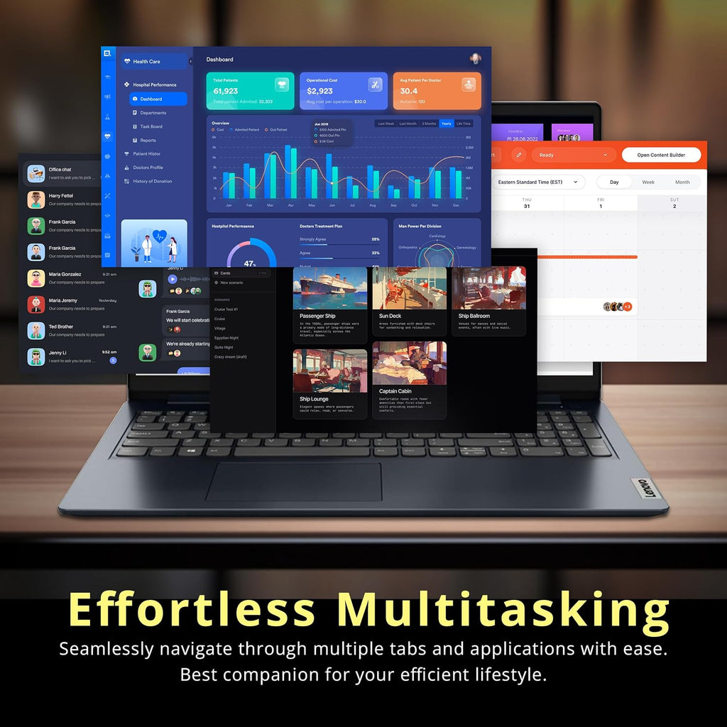 Lenovo IdeaPad 1i 15.6' FHD Touchscreen Laptop, Intel i5 1235U, 16GB RAM, 672GB Storage(512GB SSD + 160GB Docking Station), Intel Iris Xe Graphics, HD Camera, Dolby Audio, Wi-Fi 6, Win 11 Pro, Blue