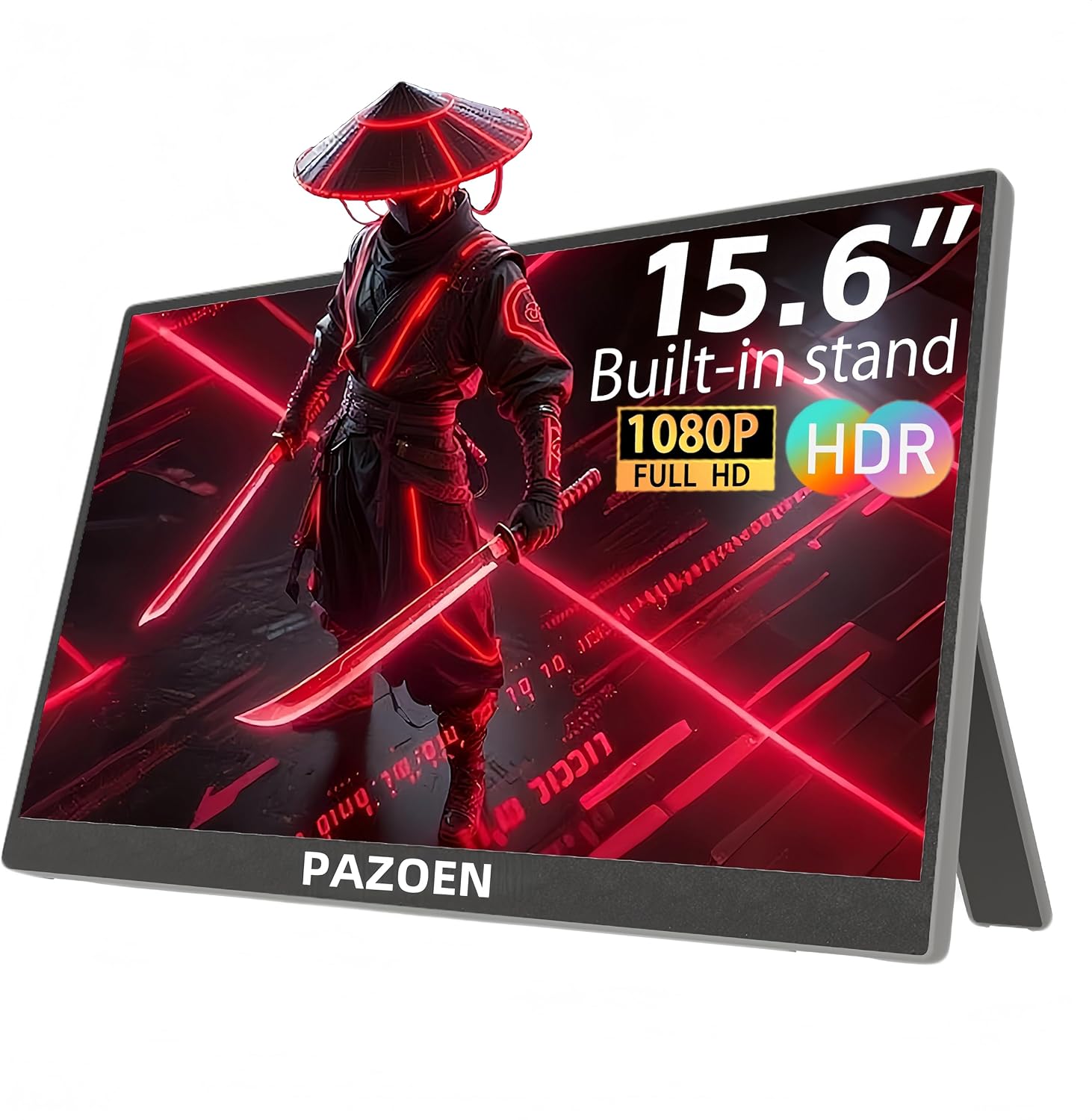 Portable Monitor 15.6 Inch FHD 1920X1080 IPS Gaming Display Monitor with USB-C & HDMI, Ultra-Slim External Second Screen with Speakers for Laptop, for Xbox，PC，Mac, Phone, PS5