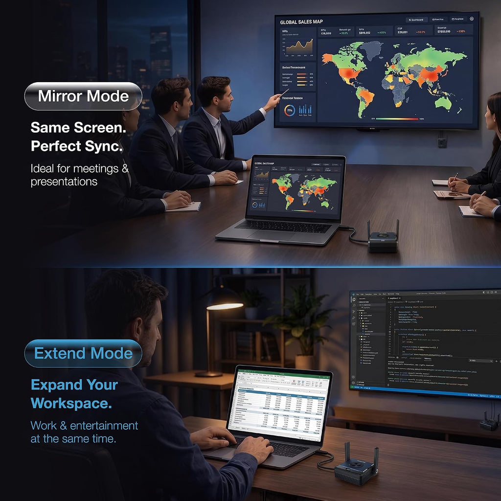 EZCast Omni One Wireless HDMI Transmitter & Receiver – 800m Range, No WiFi Needed, Plug & Play, Lag-Free Streaming for Meetings, Events & Large Spaces