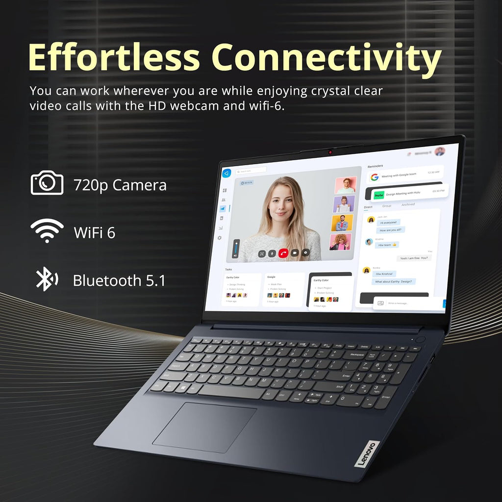 Lenovo IdeaPad 1i 15.6' FHD Touchscreen Laptop, Intel i5 1235U, 8GB RAM, 672GB Storage(512GB SSD + 160GB Docking Station), Intel Iris Xe Graphics, HD Camera, Dolby Audio, Wi-Fi 6, Win 11 Pro, Blue