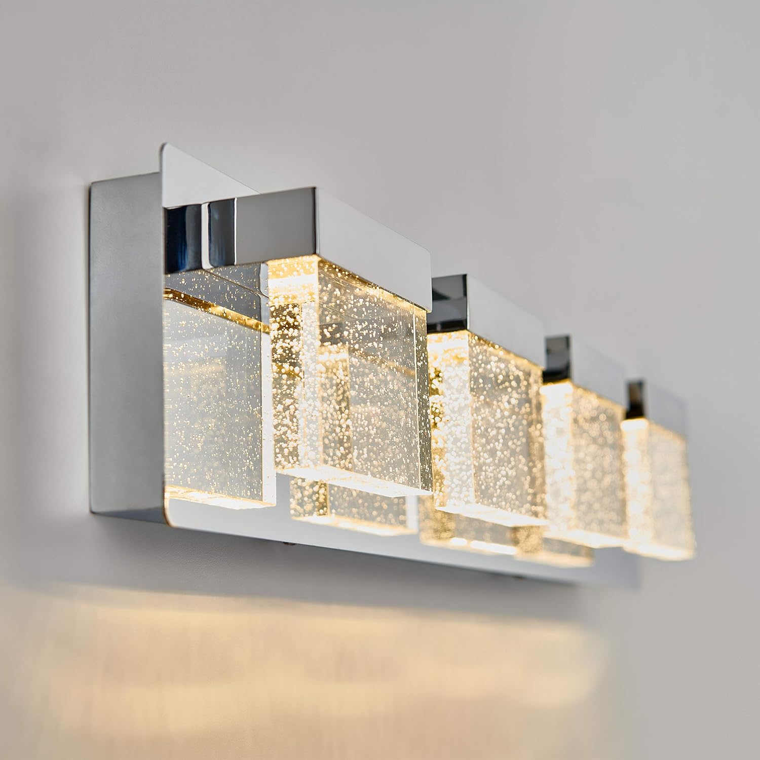 artika Bubble Cube 23W LED Modern Vanity Light Fixture, Chrome Finish, Ideal for Bathroom Lighting - 1500 Lumens 3000 Kelvin Made of Steel, No Bulb Required