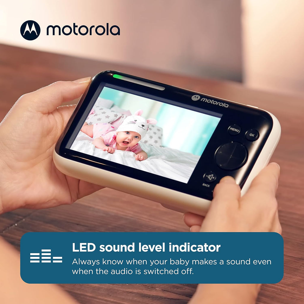 Motorola Nursery Video Baby Monitor with Camera and Audio, Wall or Table Mount, 1000ft Range, 2-Way Audio, Temperature Sensor, Lullabies, White Noise, No WiFi, PIP1500