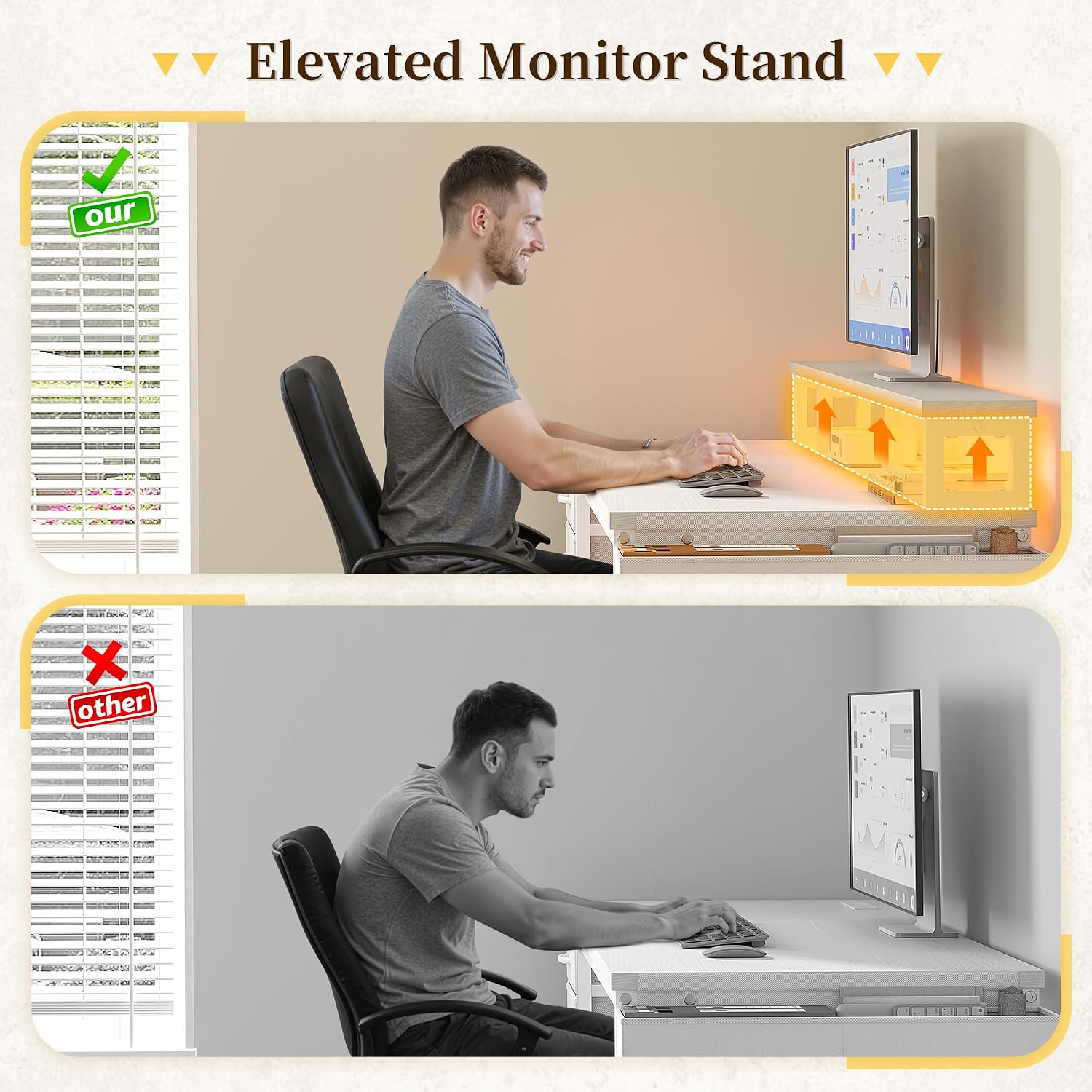 DurayLoly 55' White Desk with File Drawers & Storage Bag, Reversible Computer Desk with Monitor Stand,Home Office Desk with LED Strip & Power Outlets for Bedroom, Small Space, Study, Handwork