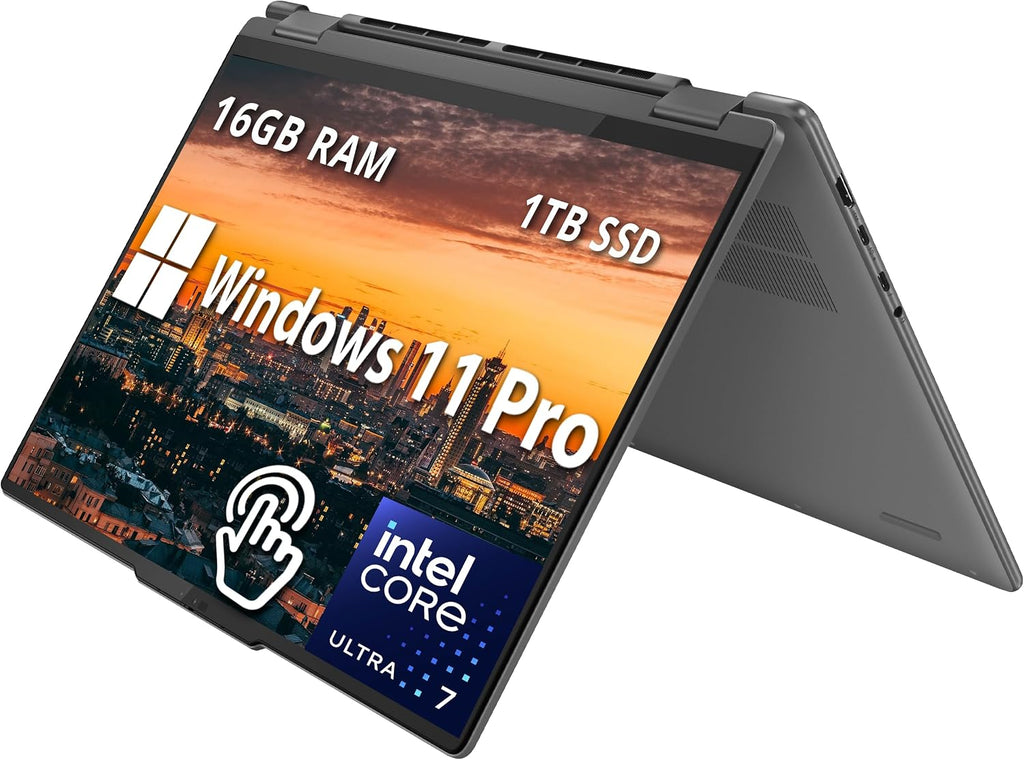 Lenovo Yoga 7i 2-in-1 16' 2K Touchscreen Laptop, Intel Ultra 7 155U, 16GB LPDDR5X, 1TB SSD, Backlit Keyboard, Fingerprint Reader, WiFi 6E, Win 11 Pro, Grey (Renewed)