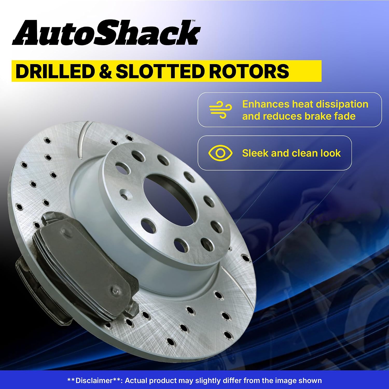 AutoShack Front Brake Rotors & Premium Pads for Ford, Edge 2007-2014, AWD FWD L4 2.0L V6 3.5L 3.7L - Silver Zinc Coated Drilled & Slotted - SilverShield Pro - 12.6' (320 mm), 5-Lug