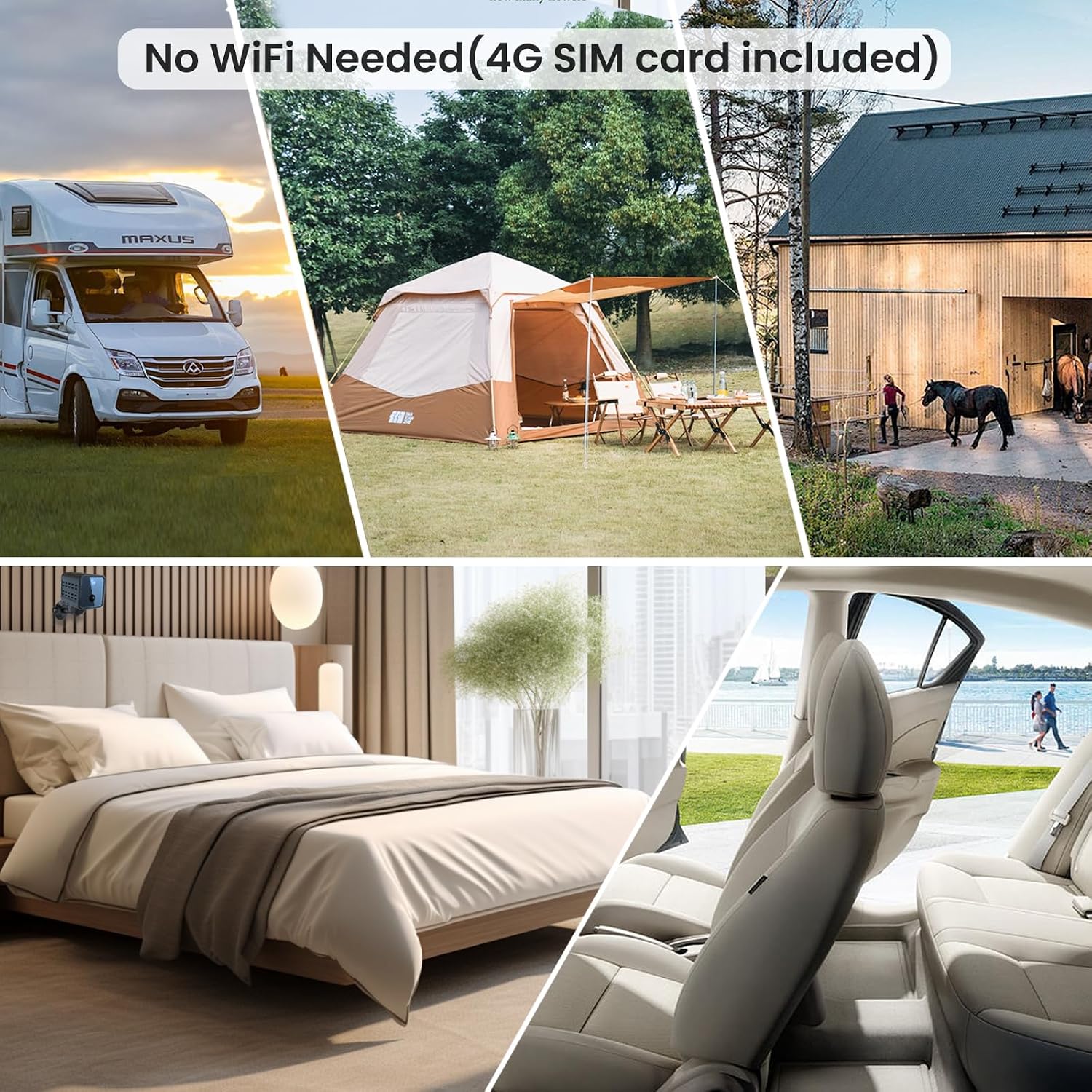 javiscam 4K Cellular Security Camera, No WiFi Camera SIM Card Included, Not Support WiFi, Radar Motion Sensor, FHD 4G Car Security Camera, 20-Day Standby Battery Life, Portable Cellular Camera