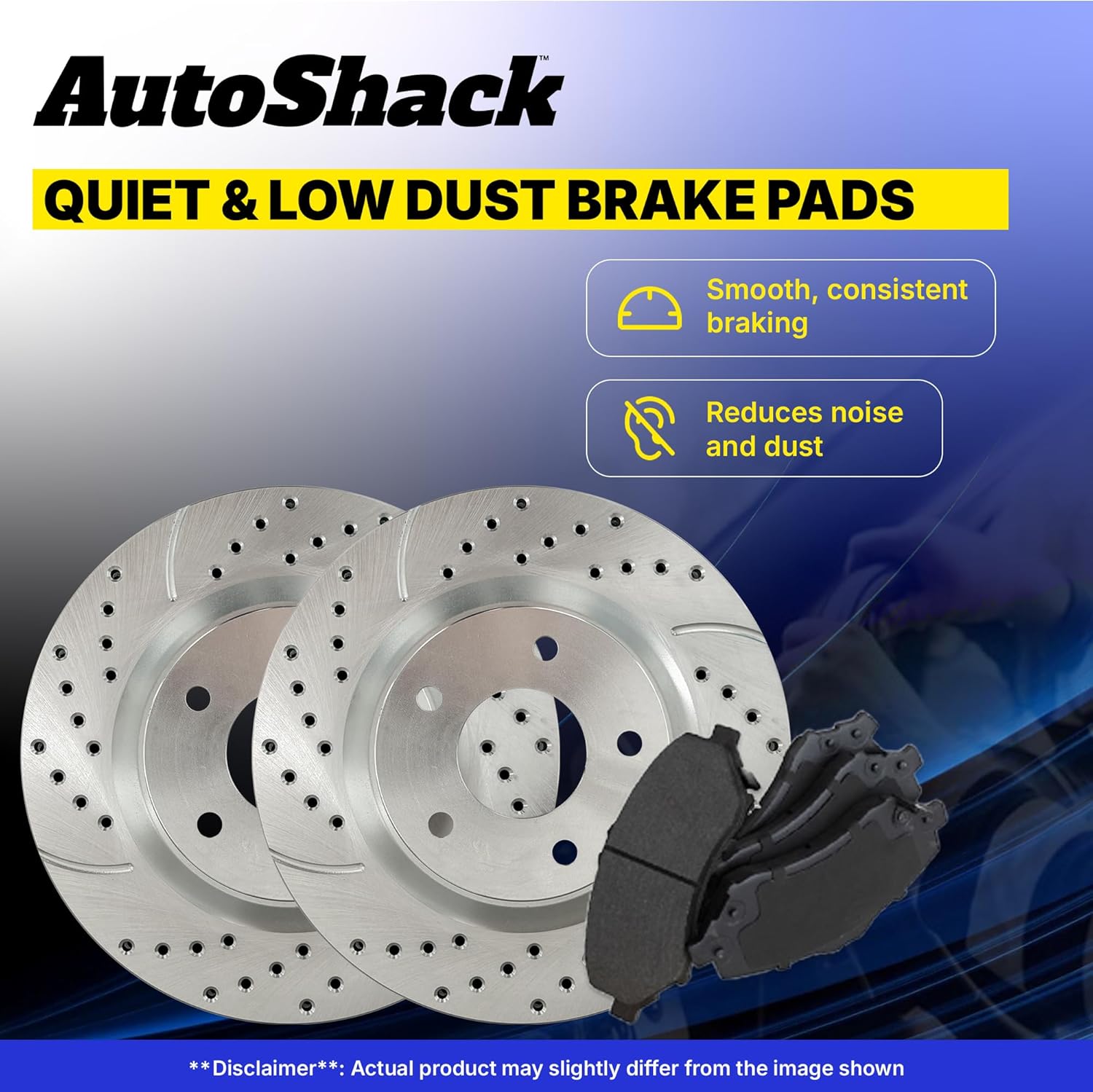 AutoShack Front & Rear Brake Rotors & Ceramic Pads for Toyota & Lexus, RAV4 2006-2008 HS250h 2010-2012, FWD 4WD L4 2.4L - Silver Zinc Coated Drilled & Slotted - SilverShield Pro