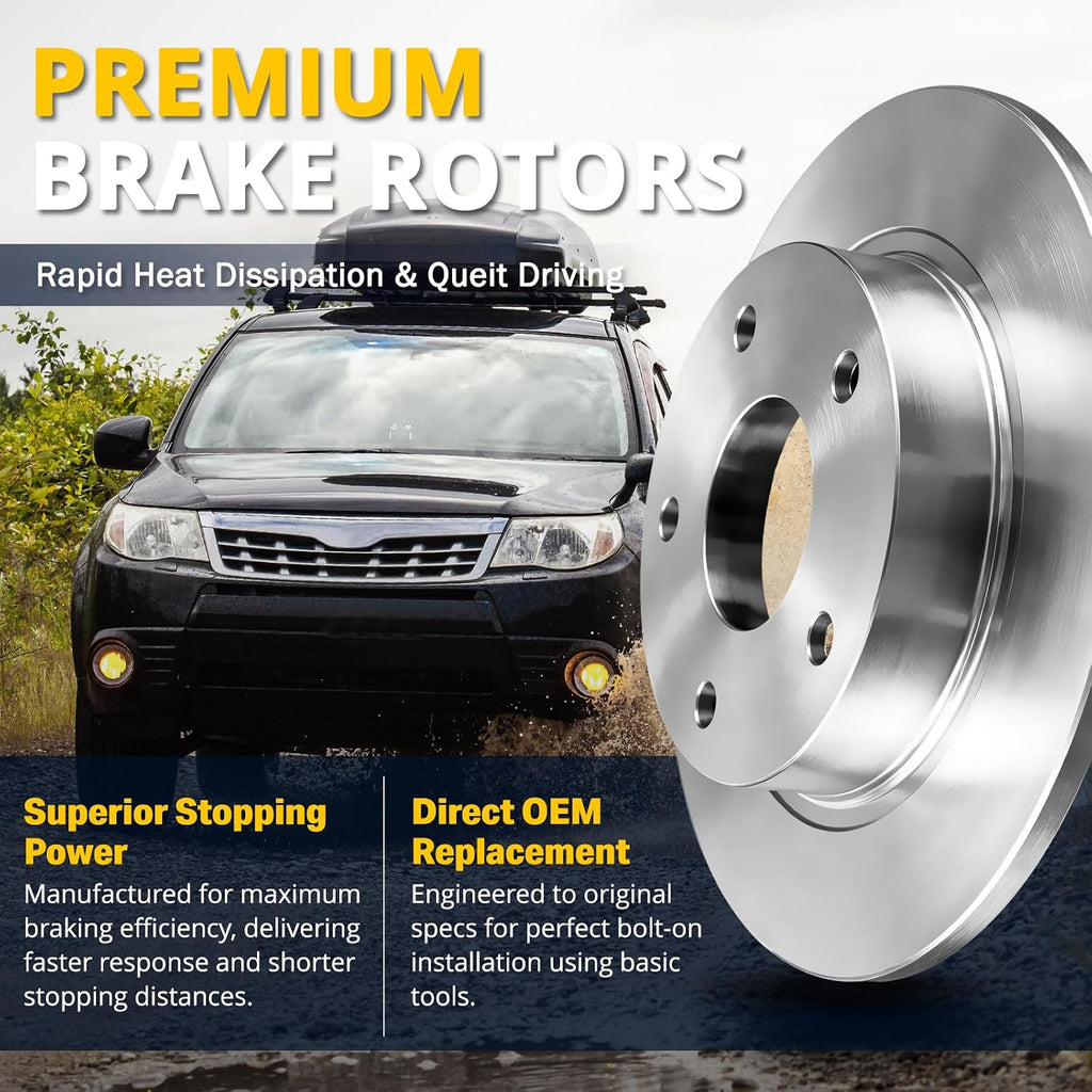 AUTOCLUB Rear Brake Kit, for 2007 2008 2009 2010 2011 2012 2013 Chevy Silverado 1500 Brake Pads and Rotors, for Chevy Avalanche Suburban GMC Sierra Yukon XL 1500 Brakes, Replacement 13.58' Rear