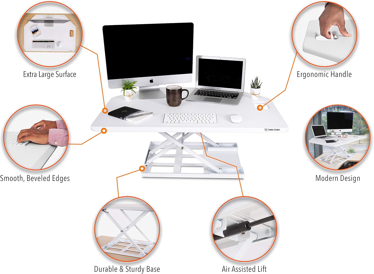 Stand Steady X-Elite Pro | Premier Corner Standing Desk Converter | Extra Large 40 Inch Sit to Stand Workstation | Height Adjustable for Cubicles and L-Shaped Desks (27.25' L x 39.25' W)