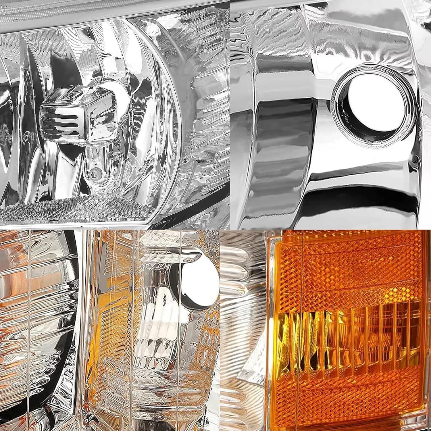 APSVE for 2007-2013 Chevy Silverado 1500 Headlights Assembly w/Bulb & Wiring Harness 07-14 Silverado 2500HD 3500HD Headlamp, Chrome/Amber