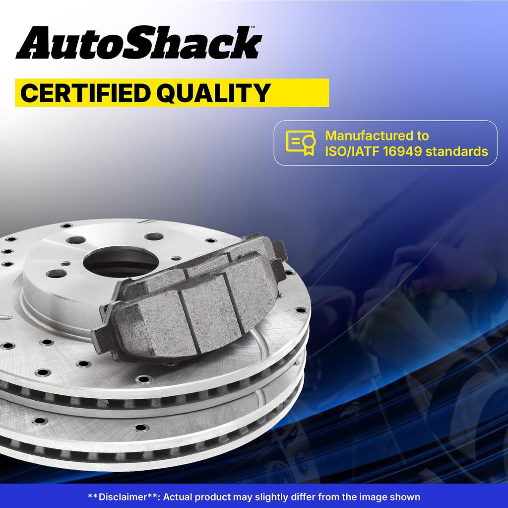 AutoShack Front & Rear Brake Rotors & Ceramic Pads for Toyota & Lexus, RAV4 2006-2008 HS250h 2010-2012, FWD 4WD L4 2.4L - Silver Zinc Coated Drilled & Slotted - SilverShield Pro