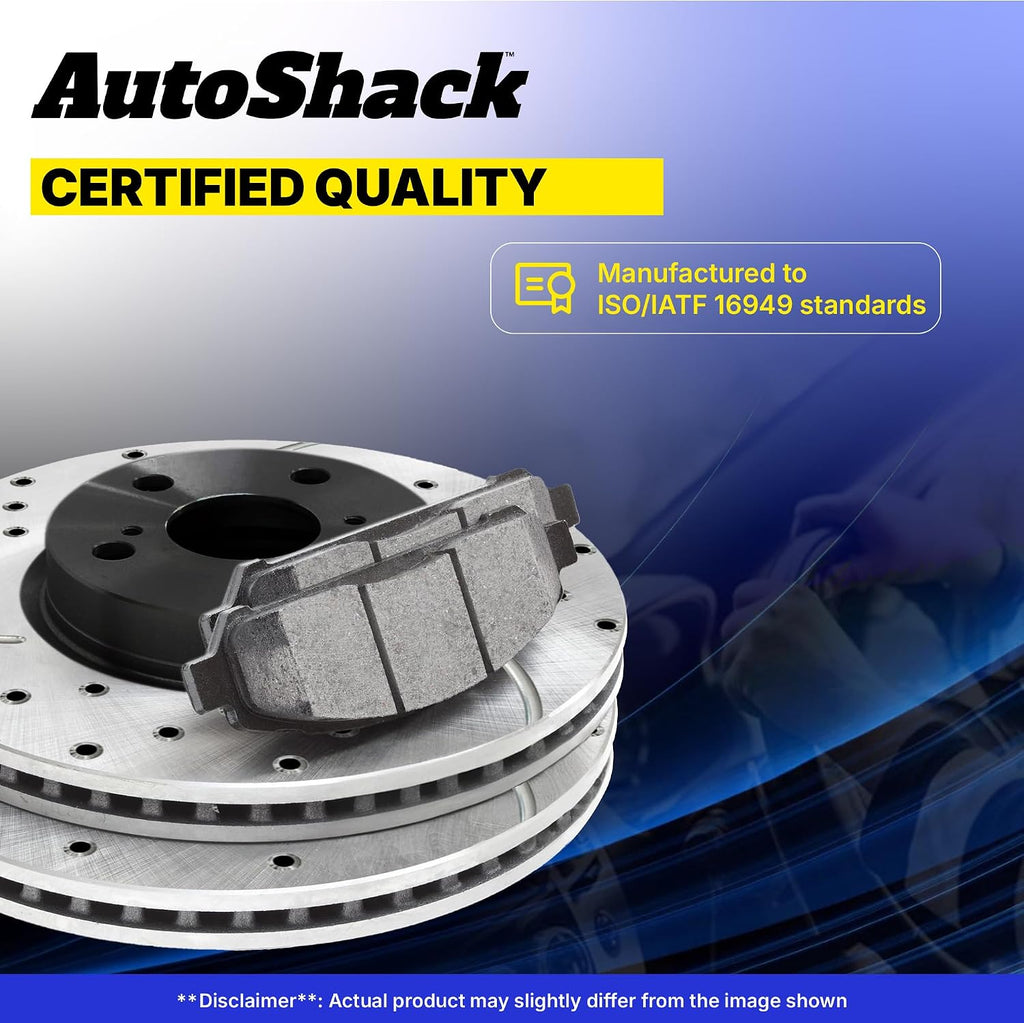 AutoShack Front & Rear Brake Rotors & Ceramic Pads for Toyota & Lexus, RAV4 2006-2008 HS250h 2010-2012, FWD 4WD L4 2.4L - E-Coated Drilled & Slotted - ShadowGuard