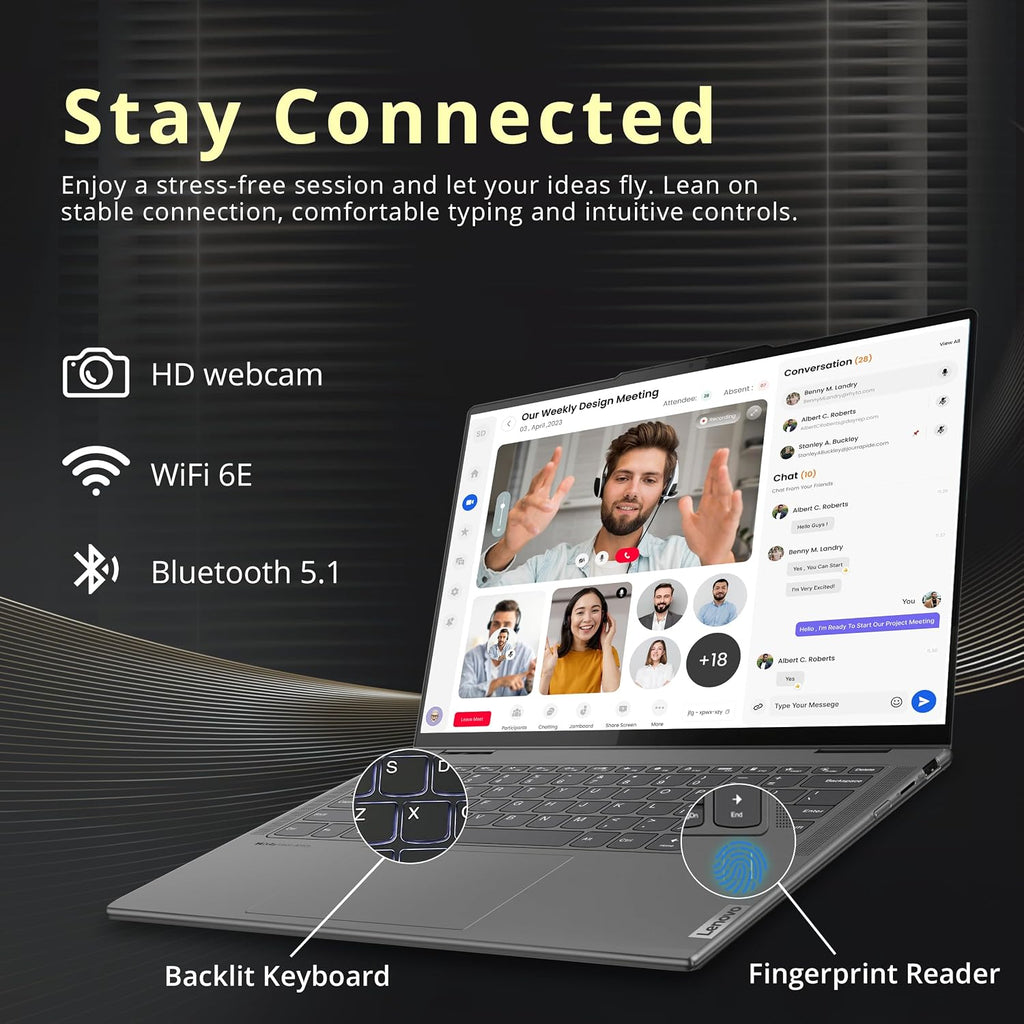 Lenovo Yoga 7i 14' 2K Touchscreen 2-in-1 Laptop, Intel Ultra 5 125U, 16GB RAM, 672GB Storage (512GB SSD+160GB Docking Station Set), Backlit Keyboard, Wi-Fi 6E, Fingerprint Reader, Win 11, Gray