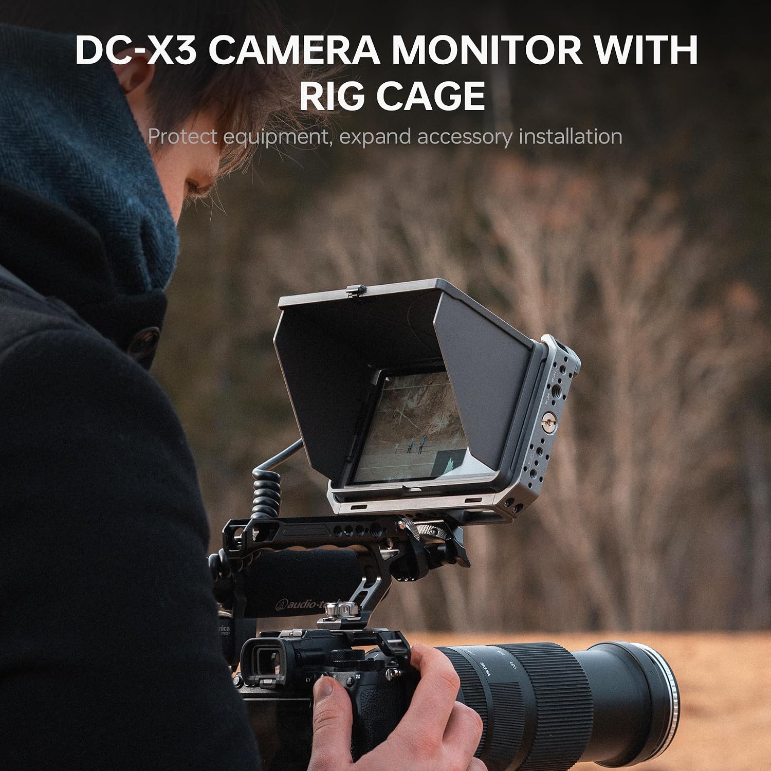 VILTROX DC-X3 Camera Monitor with Rig Cage, 6 Inch IPS Touchscreen Camera Field Monitor Kit 4K HDMI 3G-SDI in/Out 2000 nits with Sunshade Hood, 3D Lut, Waveform, Histogram & Vectorscope Tools