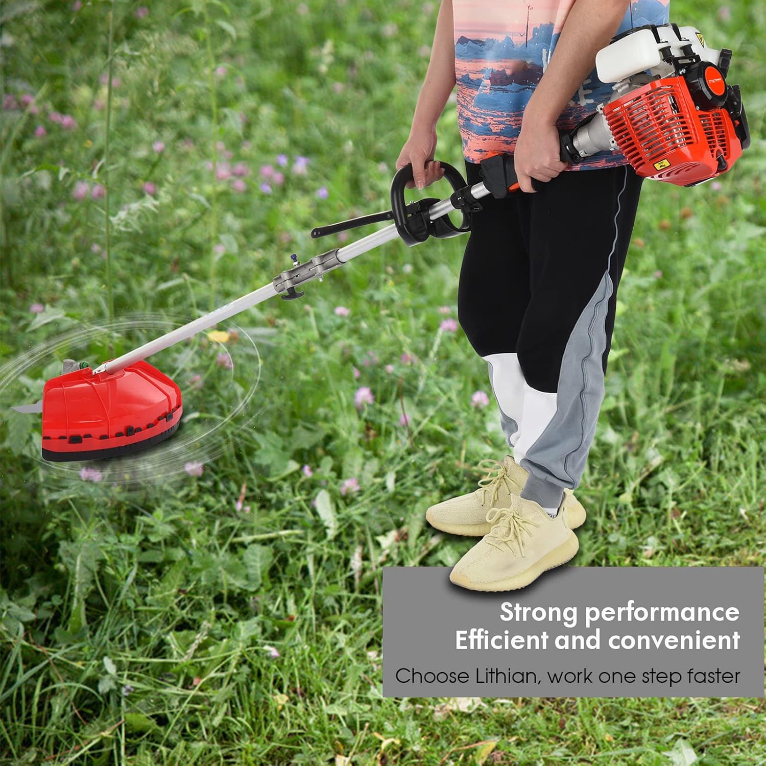 52CC 2-Stroke Gas Weed Eater/Brush Cutter,5 in 1 Gas String Trimmer, Maximum Power/Speed - 2.3KW/8500rpm & Multi Functional Gas Weed Wacker for Yard & Garden