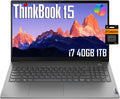 Lenovo ThinkBook 15 Gen 4 15.6' FHD (12th Gen Intel 10-Core i7-1255U, 40GB RAM, 1TB PCIe SSD, Narrow Bezel IPS) Business Laptop, 1080p Webcam, Fingerprint, IST SD Card, Win 11 Pro, Grey - 2024