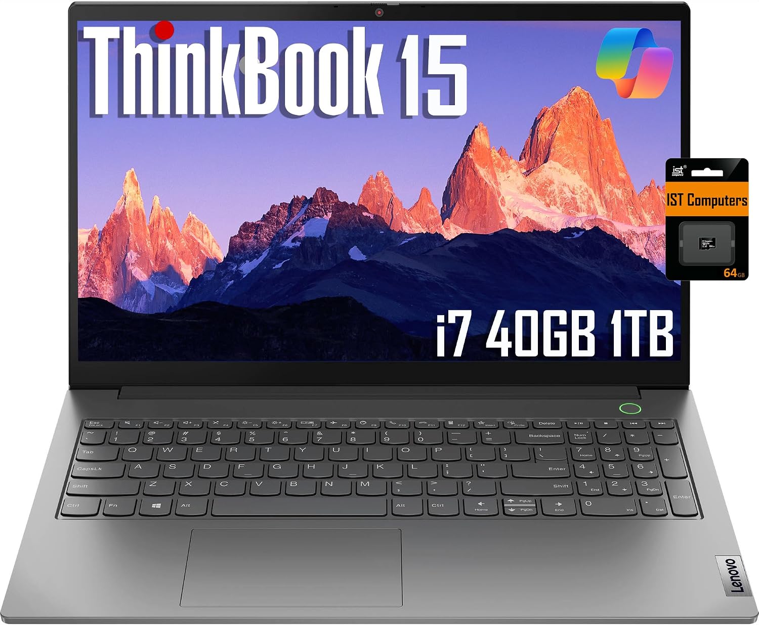 Lenovo ThinkBook 15 Gen 4 15.6' FHD (12th Gen Intel 10-Core i7-1255U, 40GB RAM, 1TB PCIe SSD, Narrow Bezel IPS) Business Laptop, 1080p Webcam, Fingerprint, IST SD Card, Win 11 Pro, Grey - 2024