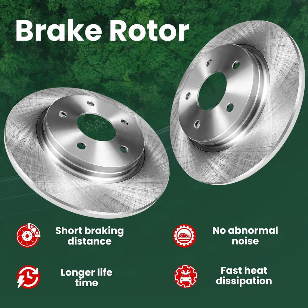 Brake Kit 6PCs Brakes and Rotors Front fits Ford Fiesta 1.6L 2011 2012 2013 2014 2015 2016 2017 2018 2019, fits Fiesta 1.0L 2014 2015 2016 2017 Ceramic Brake Pads and Rotors 10.16inch(258mm)