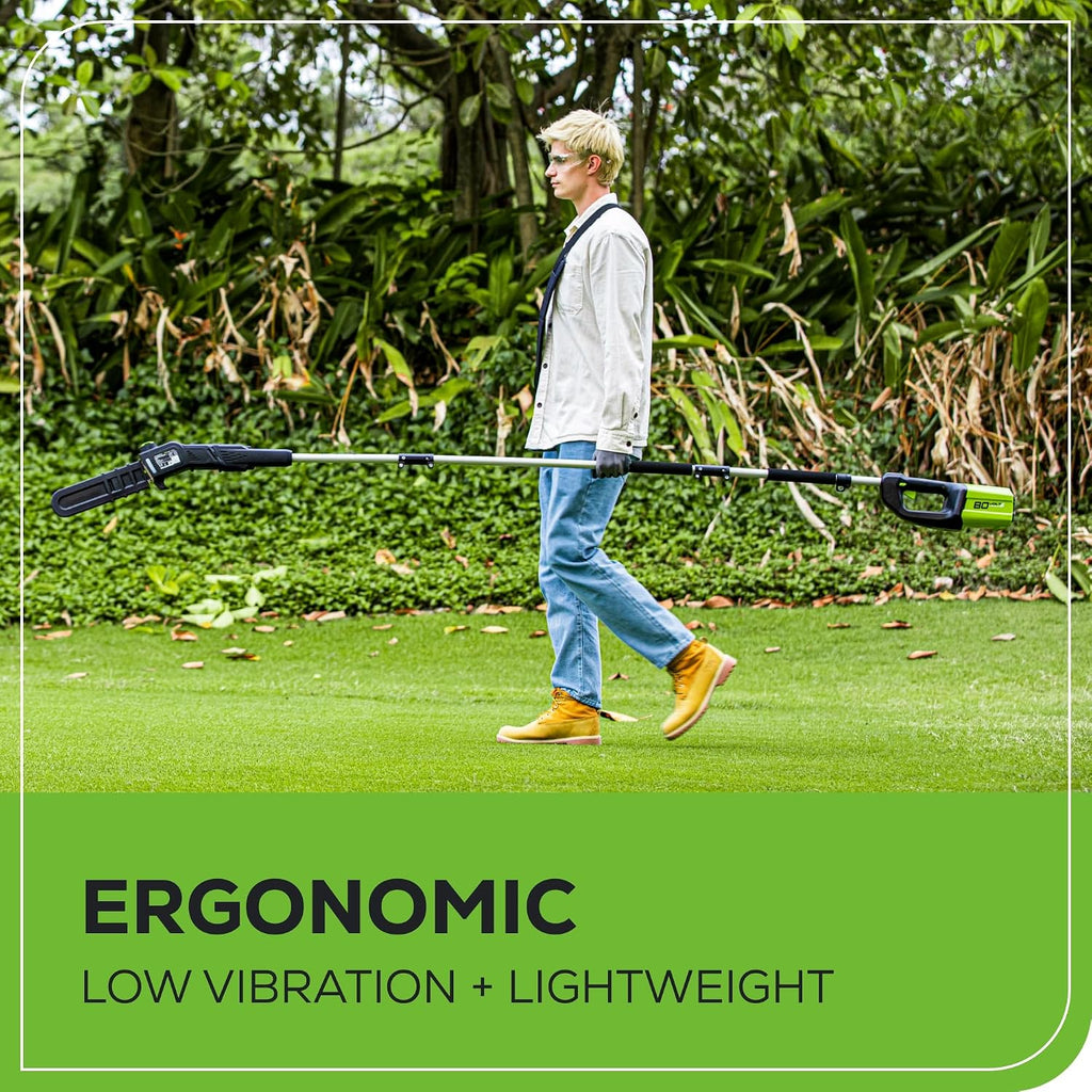 Greenworks 80V 10' Cordless Polesaw (Great For Pruning and Trimming Branches / 75+ Compatible Tools), 2.0Ah Battery and Charger Included