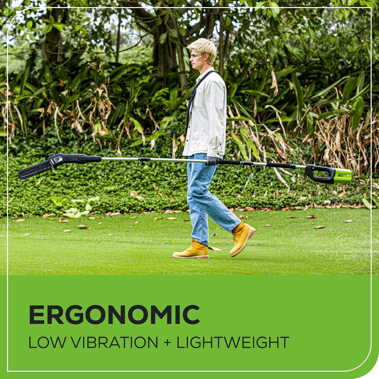 Greenworks 80V 10' Cordless Polesaw (Great For Pruning and Trimming Branches / 75+ Compatible Tools), 2.0Ah Battery and Charger Included