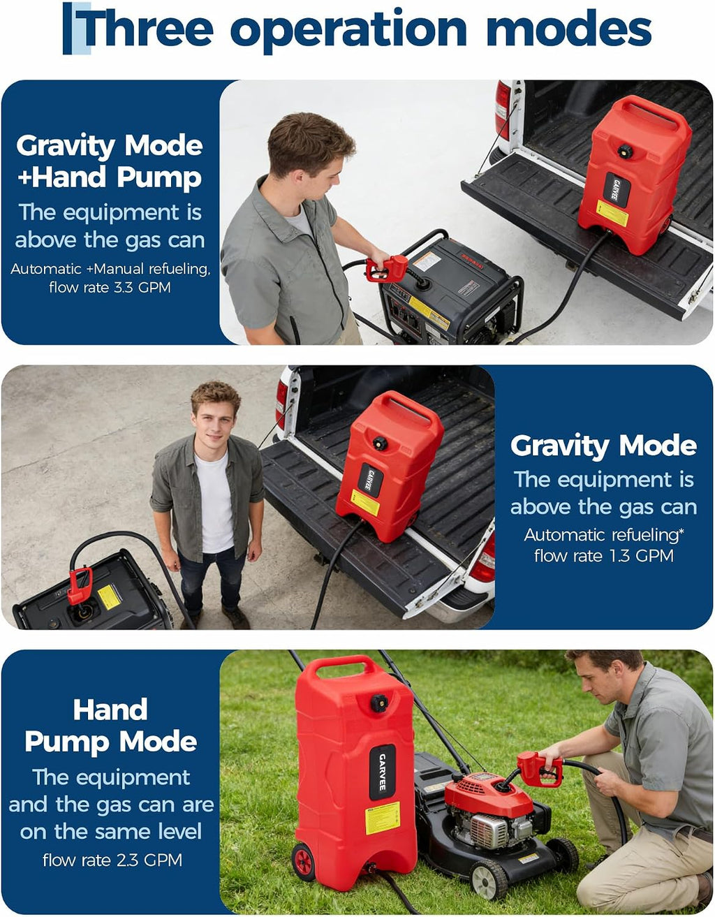 16 Gallon Fuel Caddy, Portable Gas Tank With Pump, Fuel Transfer Tank, Portable Gasoline Tank On Wheels With Le Fluid Transfer Siphon Pump and 10-Inch Hose for Cars, Boats, Lawnmowers, ATVs