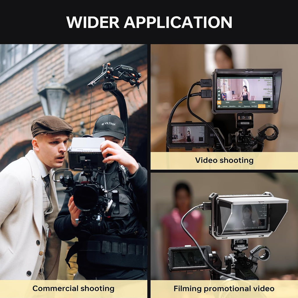 VILTROX DC-X3 Touchscreen Camera Field Monitor, 6 Inch 4K Professional Photographic Monitor 3G-SDI/HDMI 1.4 Input Output, 2000nits Camera Monitor with Battery, Sunshade Hood, USB A 3D Lut