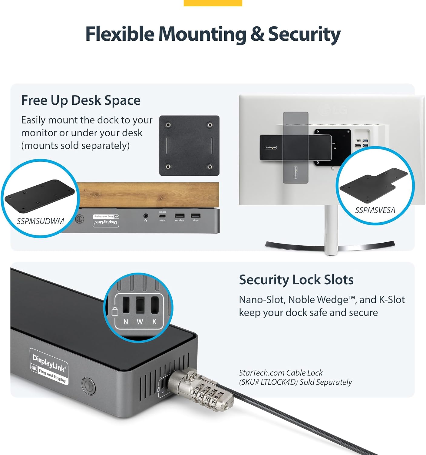 StarTech.com Triple Monitor USB-C Docking Station, 4K 60Hz DisplayLink Dock for MacBook M1 M2 M3 M4 & Windows, 2.5GbE, 2X HDMI & 2X DP, 140W Laptop Charging, USB-C DP Alt Mode - TAA