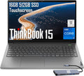 Lenovo ThinkBook 15 Gen 4 Business Laptop (15.6' IPS FHD Touchscreen, Intel 10-Core i7-1255U, 16GB RAM, 512GB SSD), Narrow Bezel, Fingerprint, FHD Webcam, IST Hub, Backlit, Thunderbolt 4, Win 11 Pro