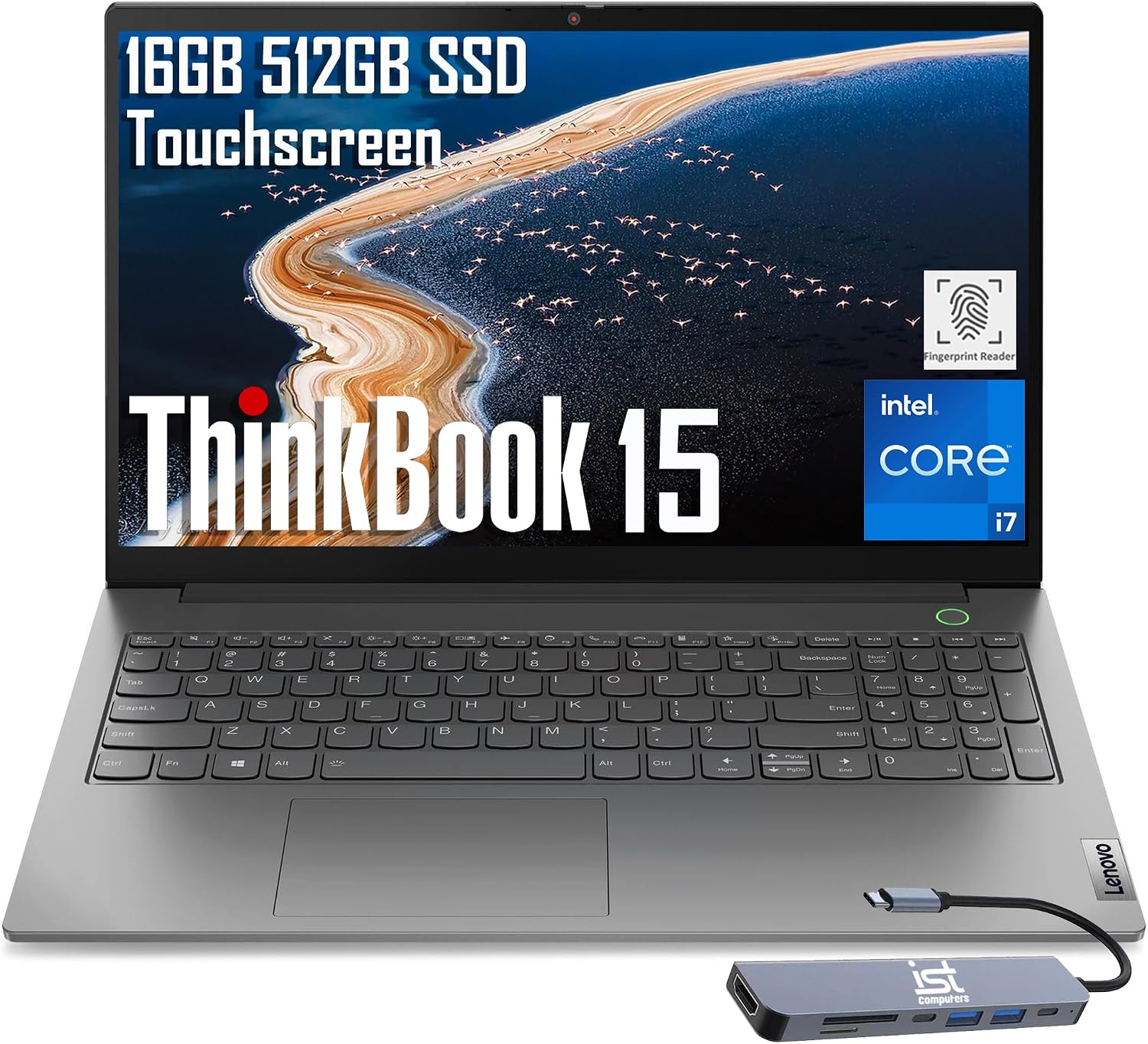 Lenovo ThinkBook 15 Gen 4 Business Laptop (15.6' IPS FHD Touchscreen, Intel 10-Core i7-1255U, 16GB RAM, 512GB SSD), Narrow Bezel, Fingerprint, FHD Webcam, IST Hub, Backlit, Thunderbolt 4, Win 11 Pro
