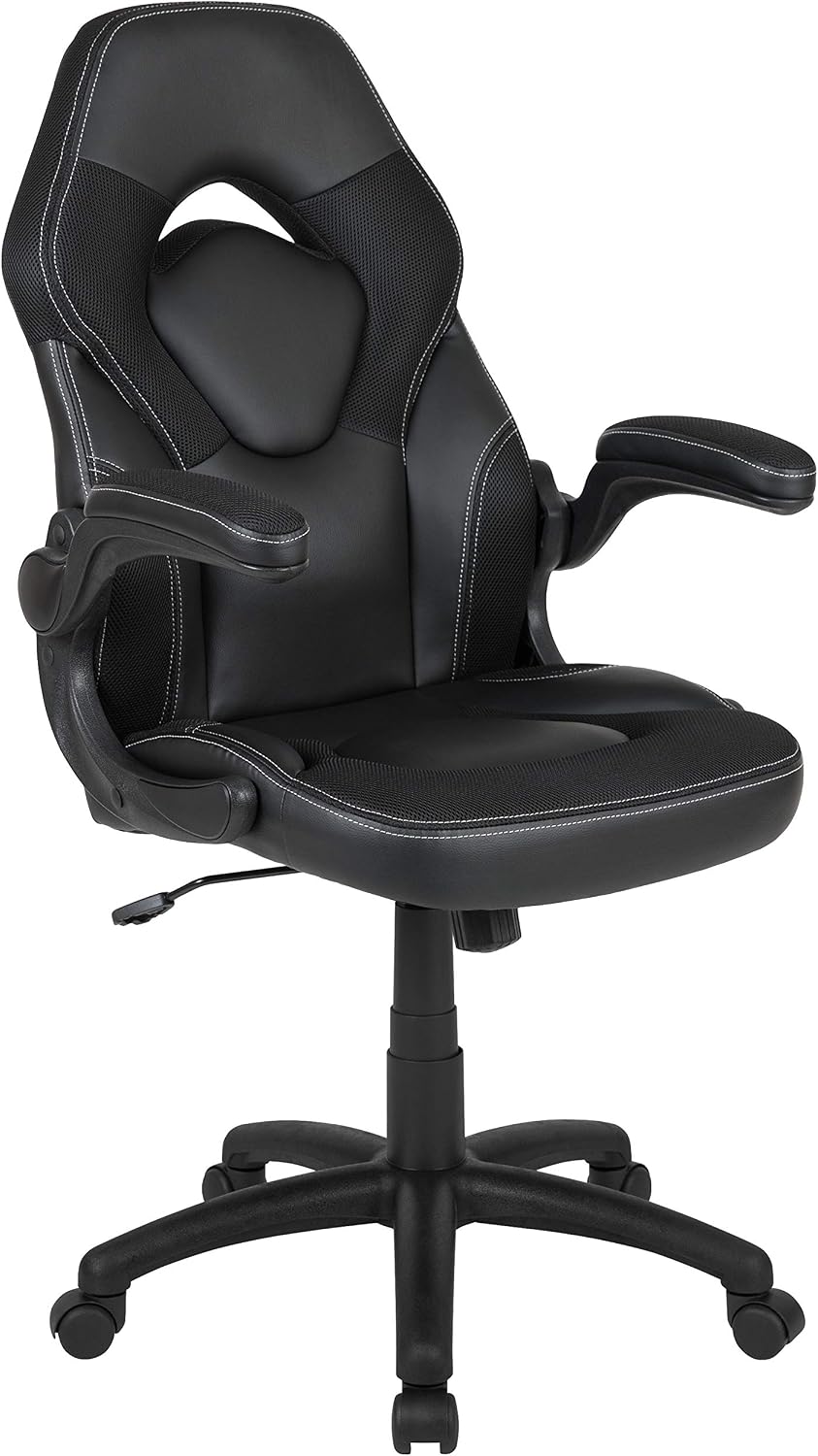 Flash Furniture Black Gaming Desk and Black Racing Chair Set with Cup Holder, Headphone Hook, and Monitor/Smartphone Stand