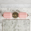 Vintage Vanity Light - 2-Light Wall Sconce with Brass Finish Base & Green Glass Shade - Wall Sconce Lighting for Mirror, Kitchen, Living Room, Gallery (Bulbs Included) (Pink)